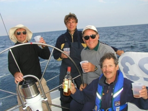 CHARIAD crew sailing halfway back from Halifax, Marblehead to Halifax race