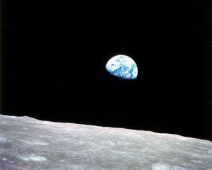 Photo of earth from moon's horizon from Apollo 8 mission