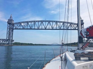 CHARIAD sailboat motoring through Cape Code Canal
