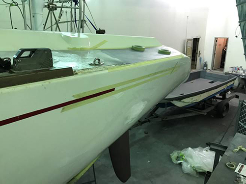CHARIAD collision repairs nearly complete at Greaves Marine in Marblehead, MA
