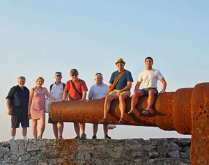 CHARIAD crew and friends on cannon at Havana Cuba fort