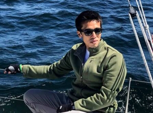 Crew member Avery on CHARIAD for shakedown sail for the 2019 sailing season