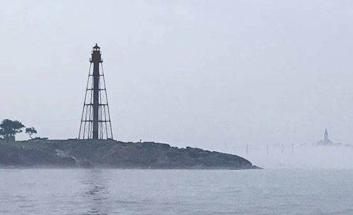 Marblehead Harbor in June fog