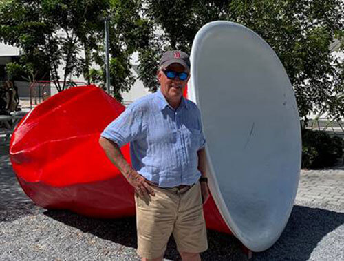 Rick Williams and red cup public art in Miami, Florida