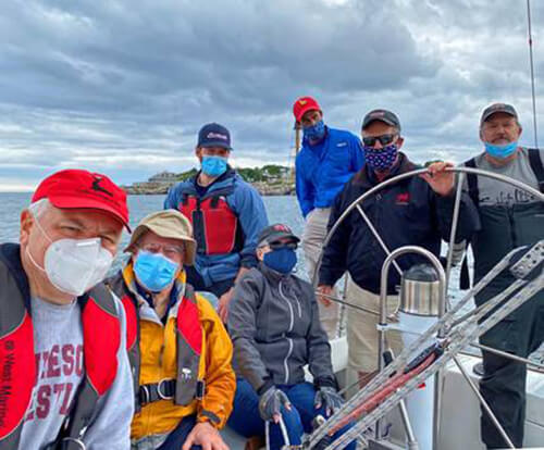 CHARIAD first sail crew with COVID masks