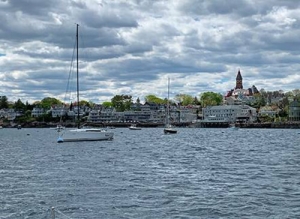 Few boats in Marblehead Harbor during COVID lockdown