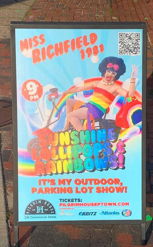 Sunshine Lollipops Rainbows show poster in Provincetown MA